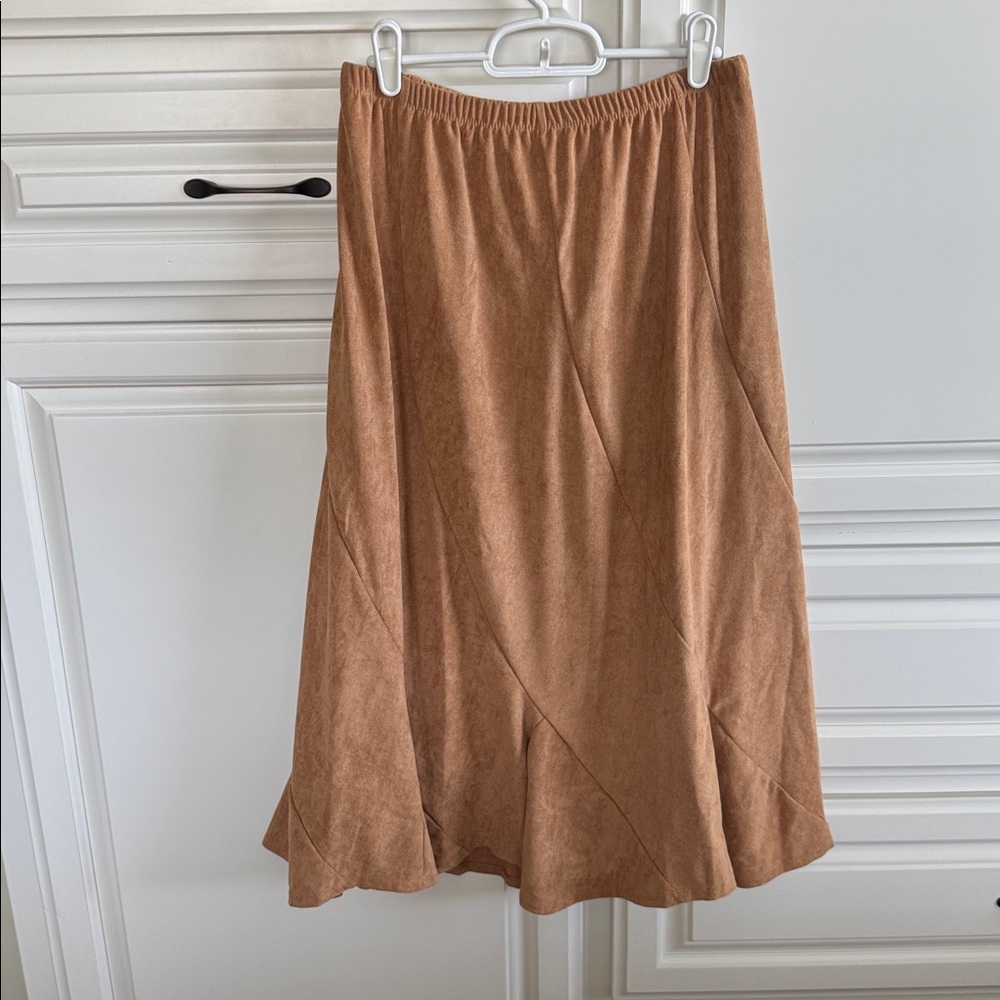 Urban CoCo Women's Faux Suede Elastic Waist Midi Skirt
